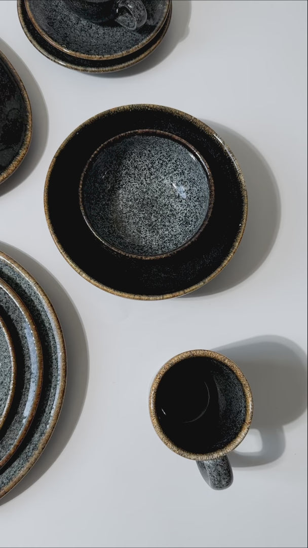 video detalles platos porcelana negro mahahome