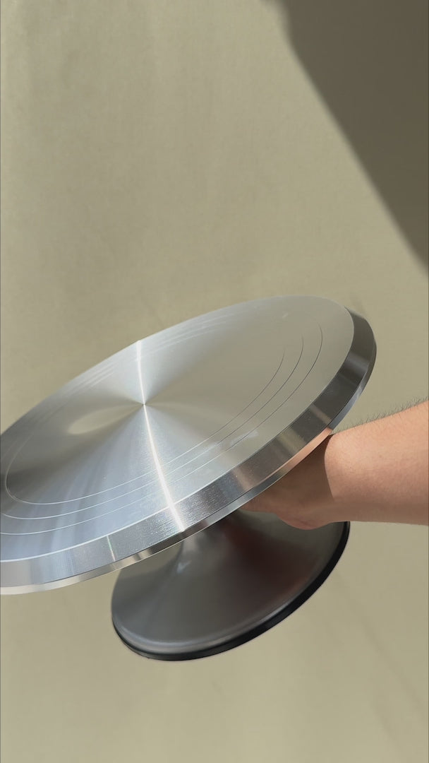 Video de soporte giratorio para pasteles de acero inoxidable 30.5 cm