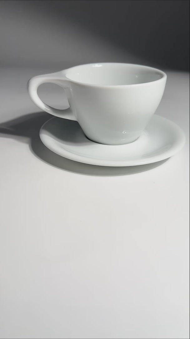 video detalles taza latte porcelana blanco maha