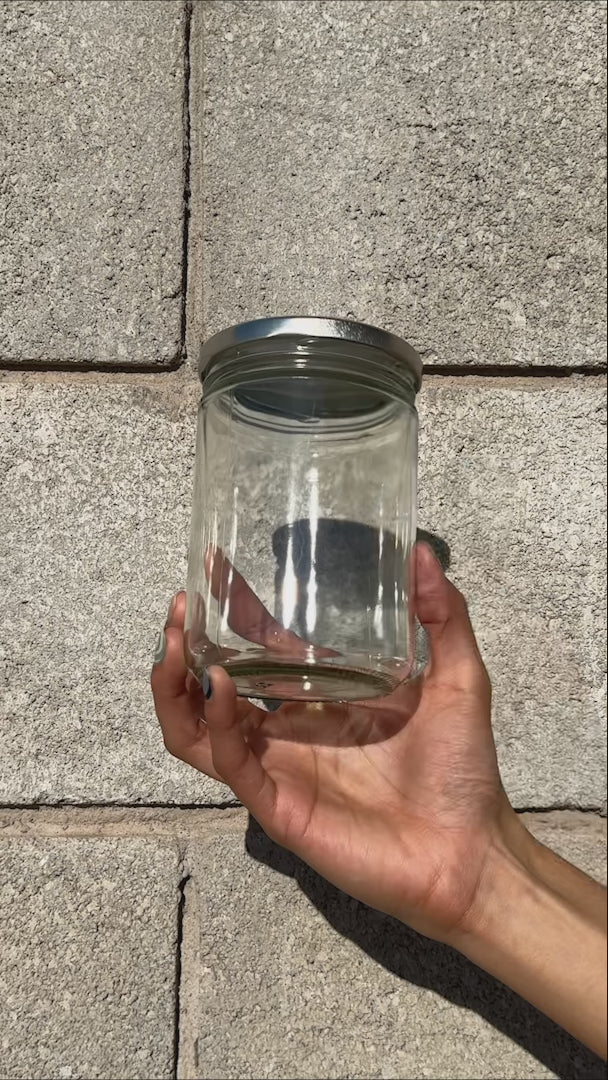 video detalles frasco de vidrio maha