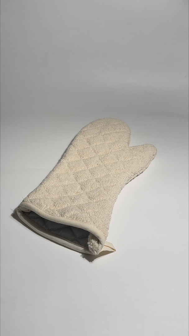 Cargar vídeo: Guantes de cocina profesional beige resistente a 300° C 16"