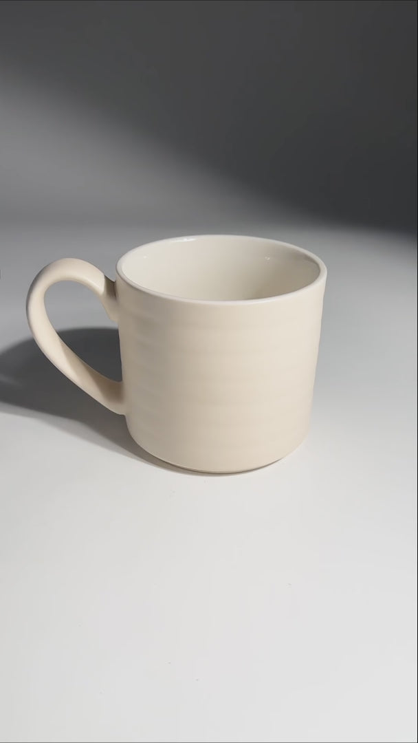 video detalles taza ceramica blanca maha