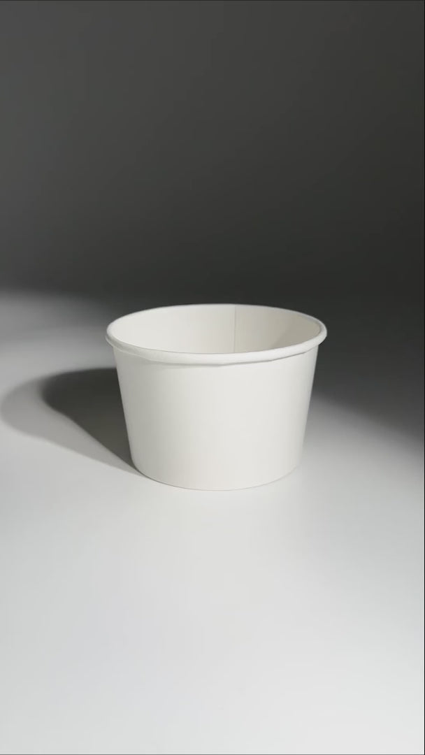 Cargar vídeo: Contenedores para comida de papel blanco personalizable Carte Blanc 16, 10, 8 y 6 oz. Premium