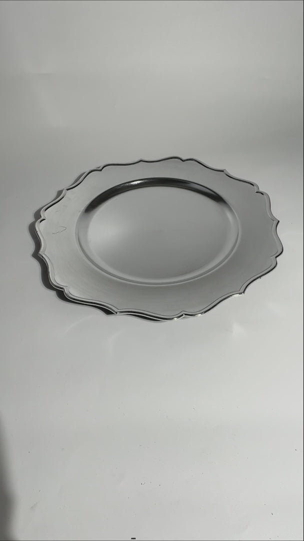 Cargar vídeo: Plato base de plástico plata Romana 33 cm