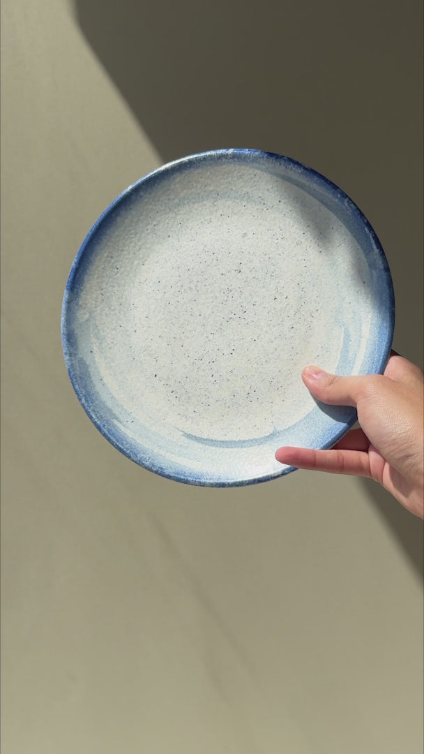 Video del plato trinche de porcelana Harena azul y blanco de 21 cm