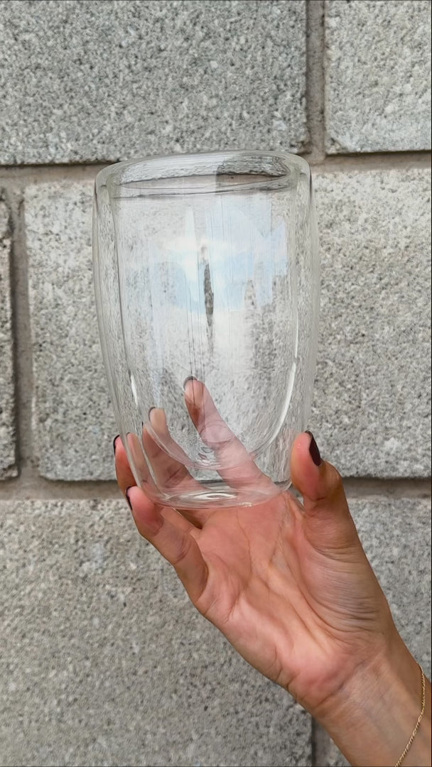 video detalles vaso de vidrio maha