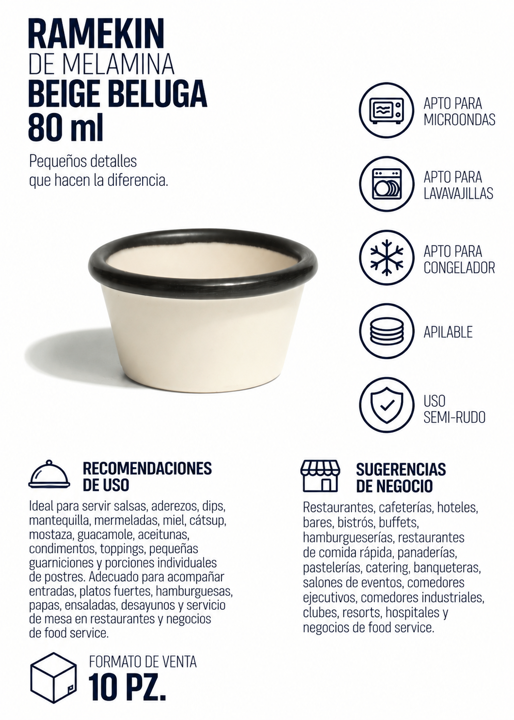 Ramekin melamina beige Beluga 80 ml