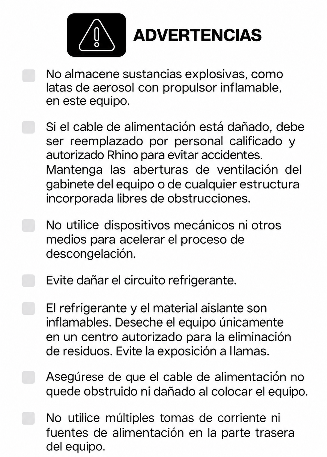 Ficha técnica y detalle de especificaciones del refrigerador vertical Rhino 13 ft³ de 211.5 L, imagen 31