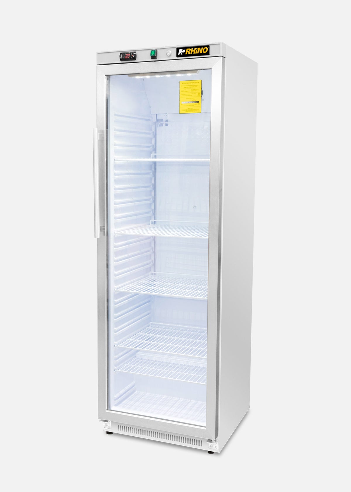 Refrigerador vertical profesional de 211.5 L con puerta de cristal, vista frontal