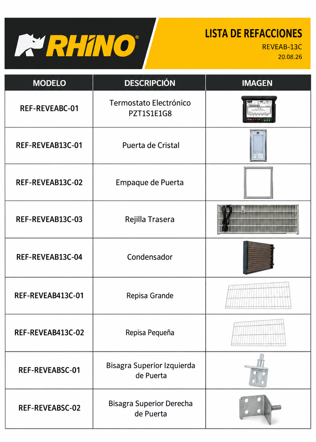 Ficha técnica y detalle de especificaciones del refrigerador vertical Rhino 13 ft³ de 211.5 L, imagen 8