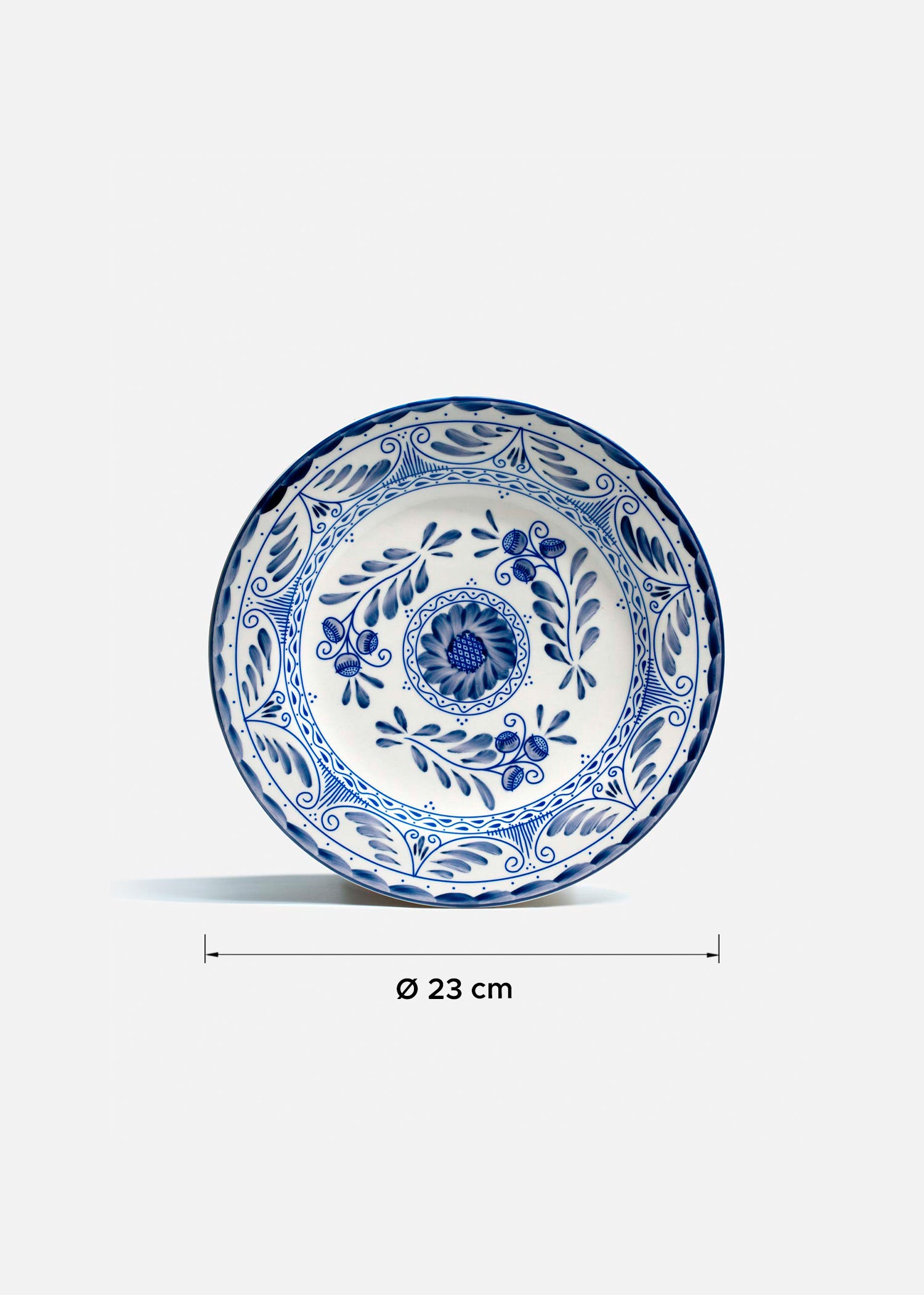 tamaño plato porcelana azul maha