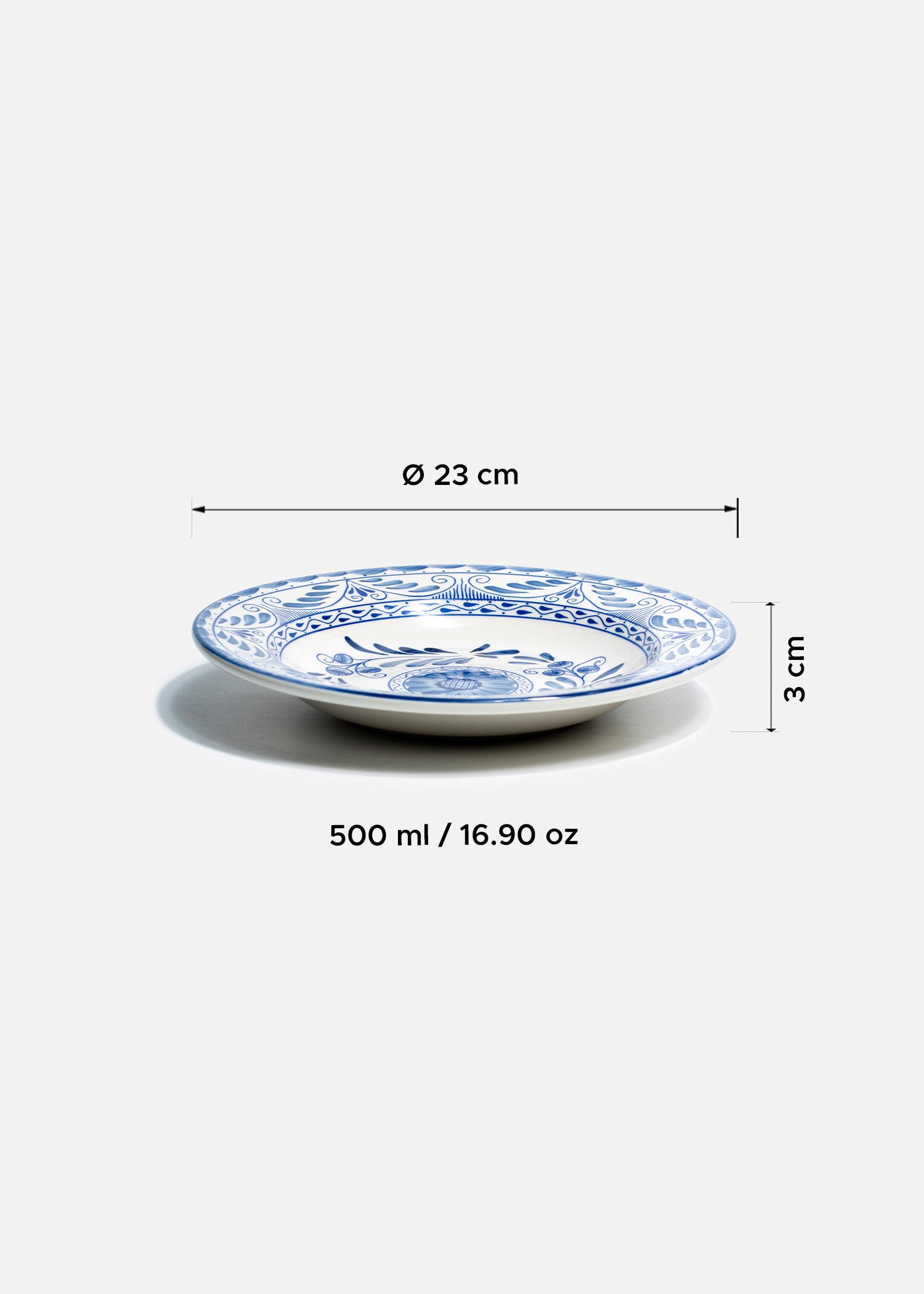 tamaño plato porcelana azul maha