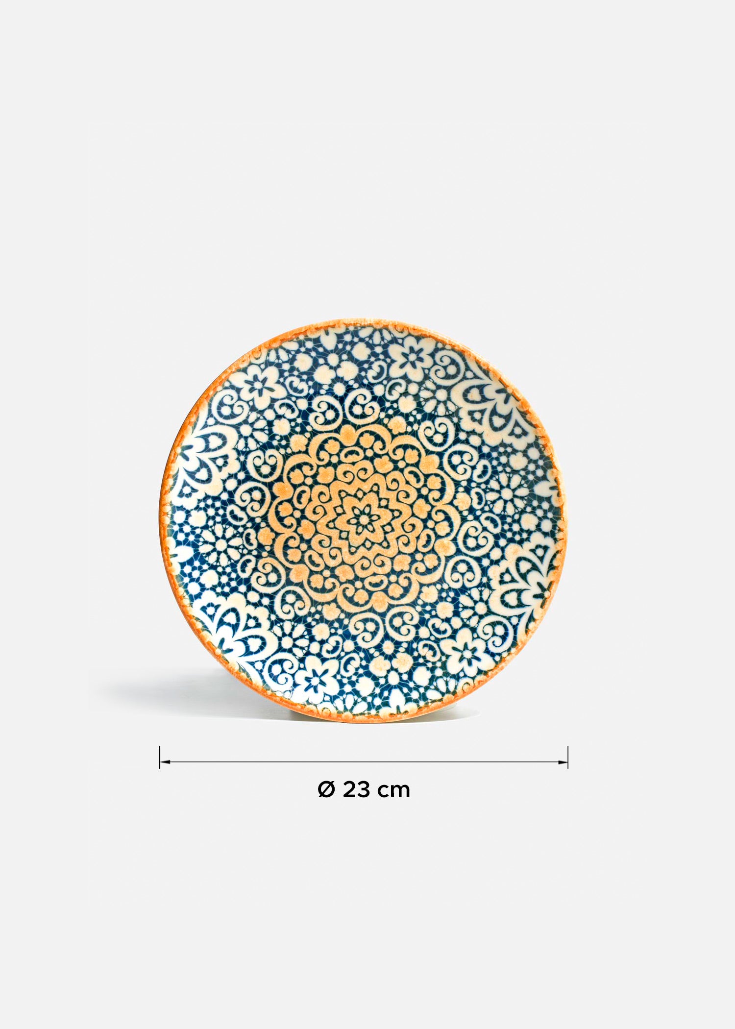 tamaño platos porcelana azul maha