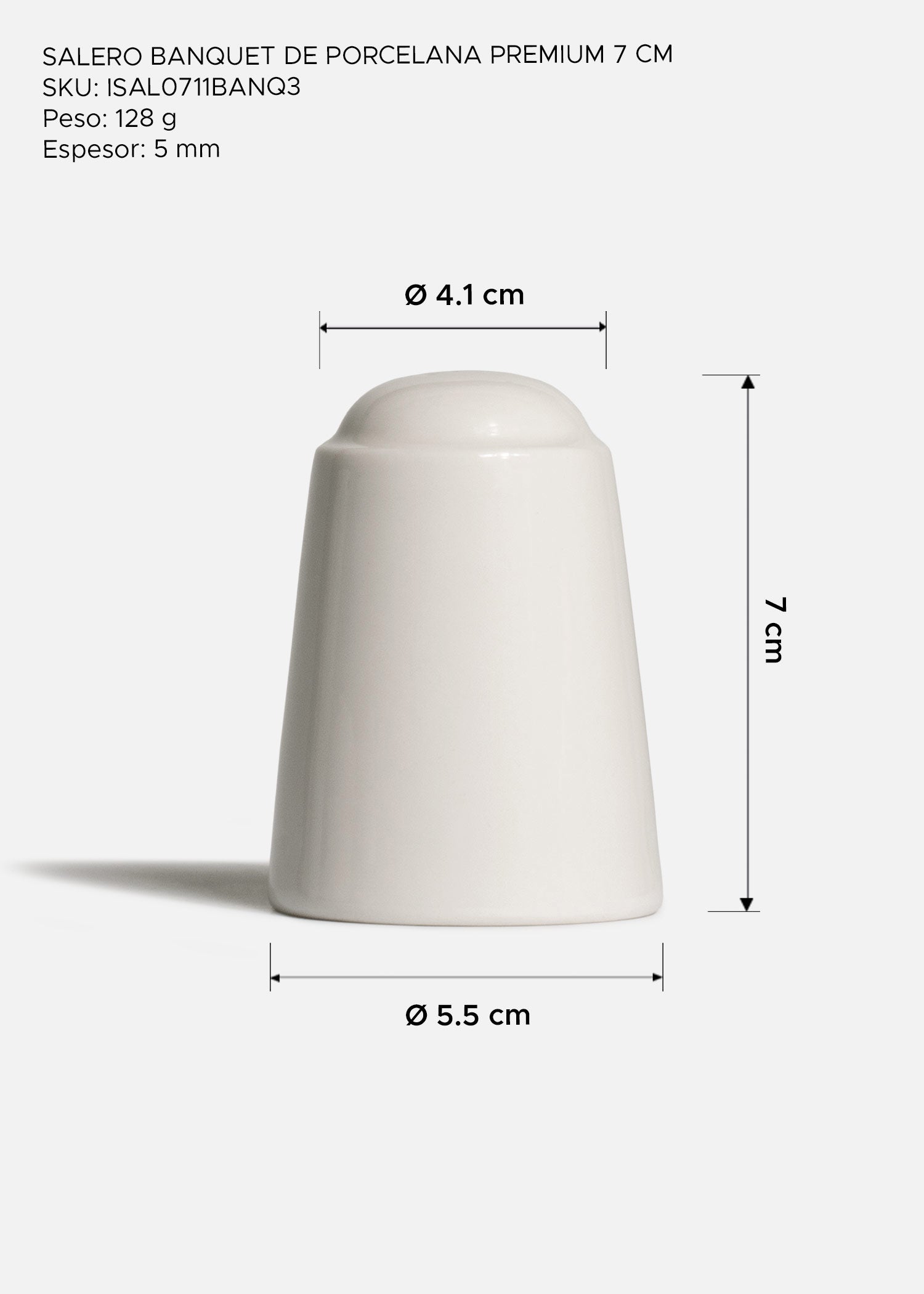 Salero Banquet de porcelana premium para restaurante