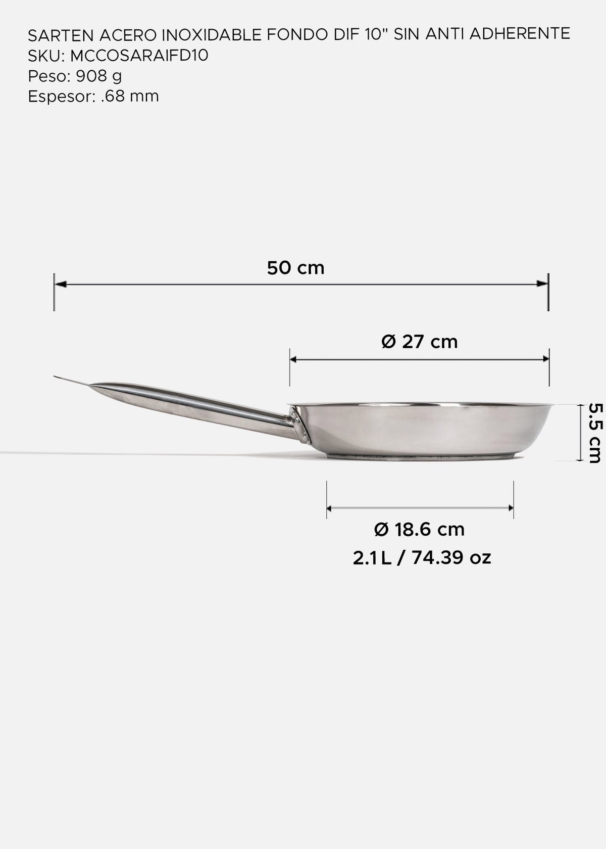precio sarten de acero inoxidable maha
