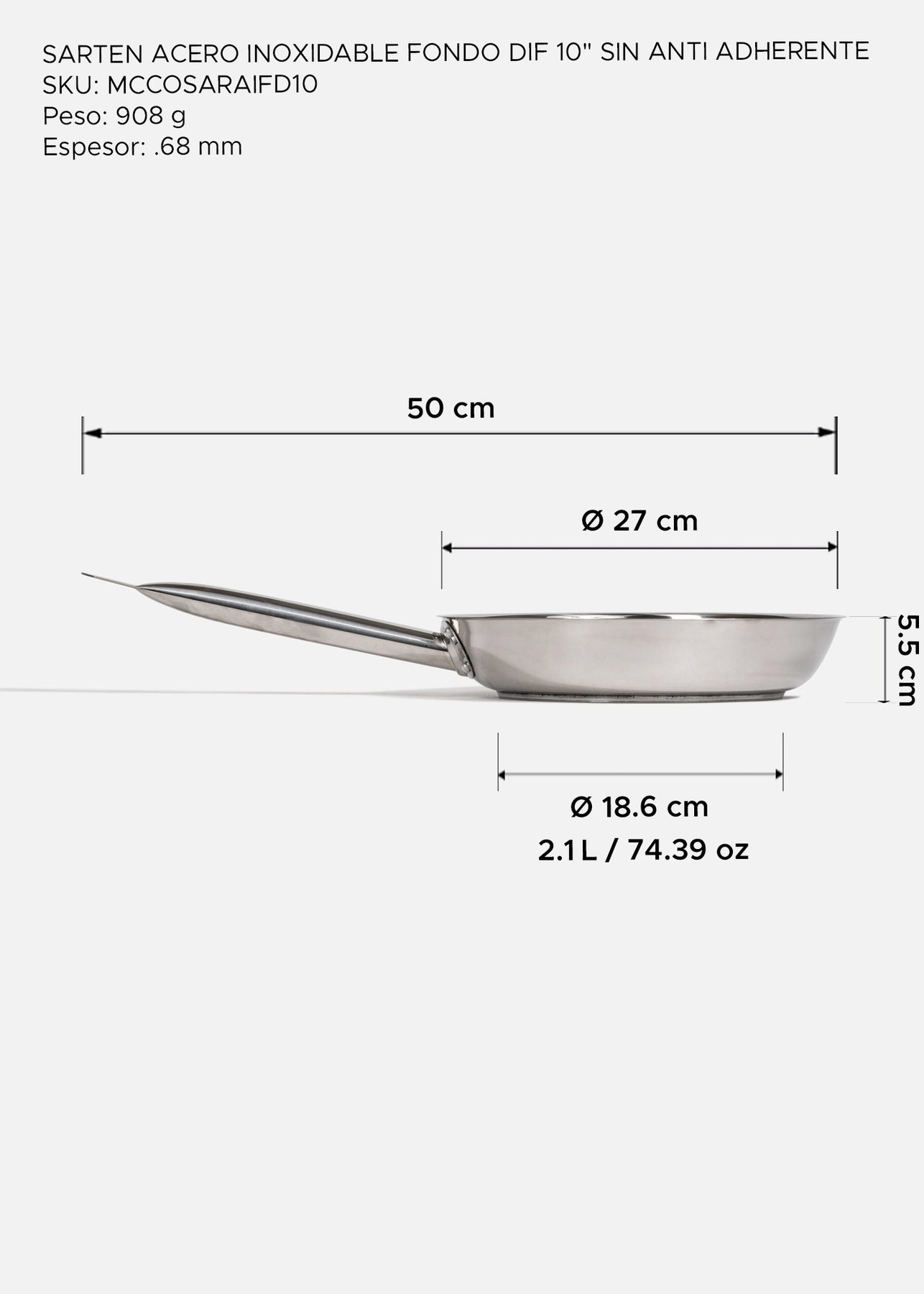 precio sarten de acero inoxidable maha