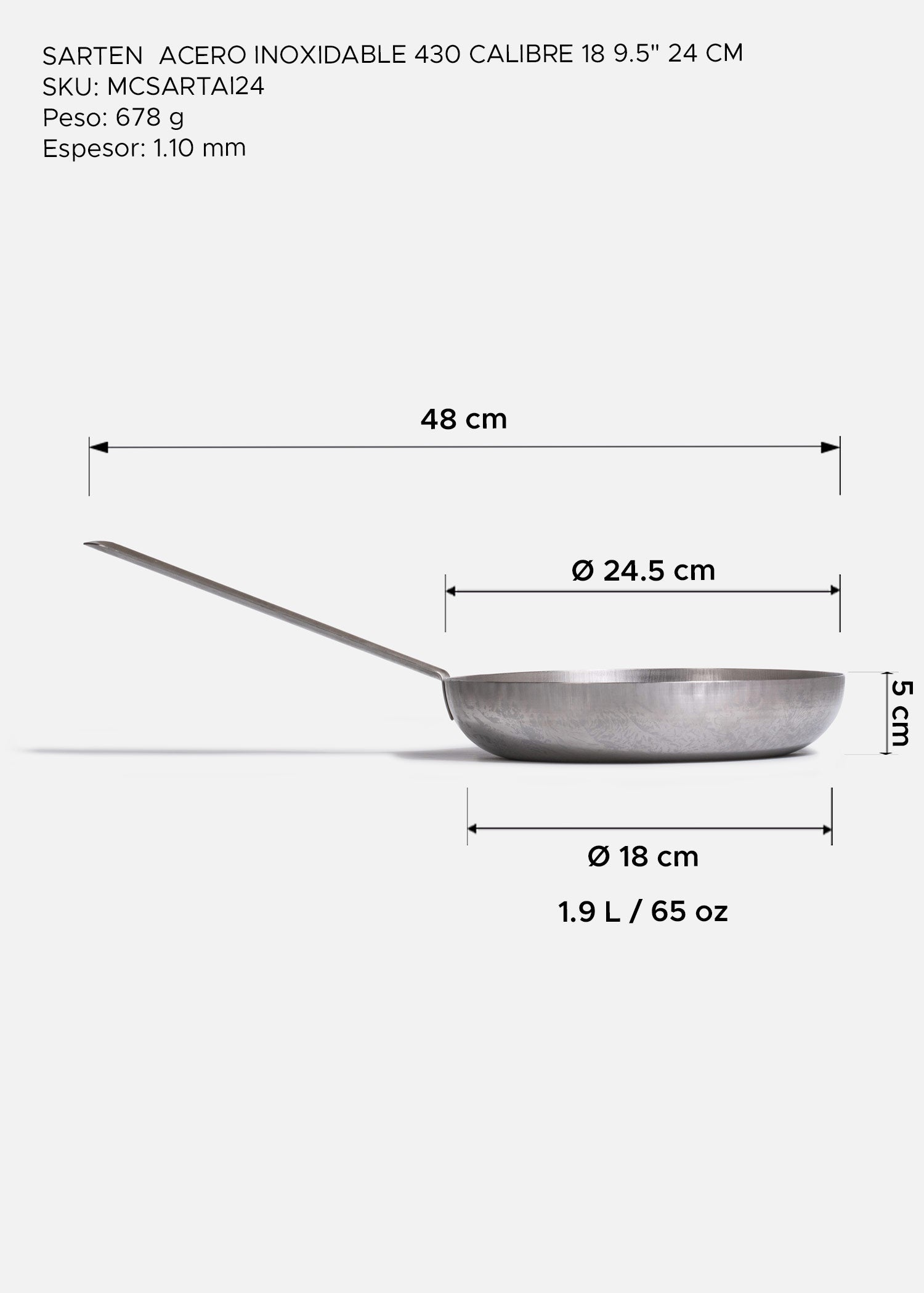 precio sarten de acero inoxidable maha