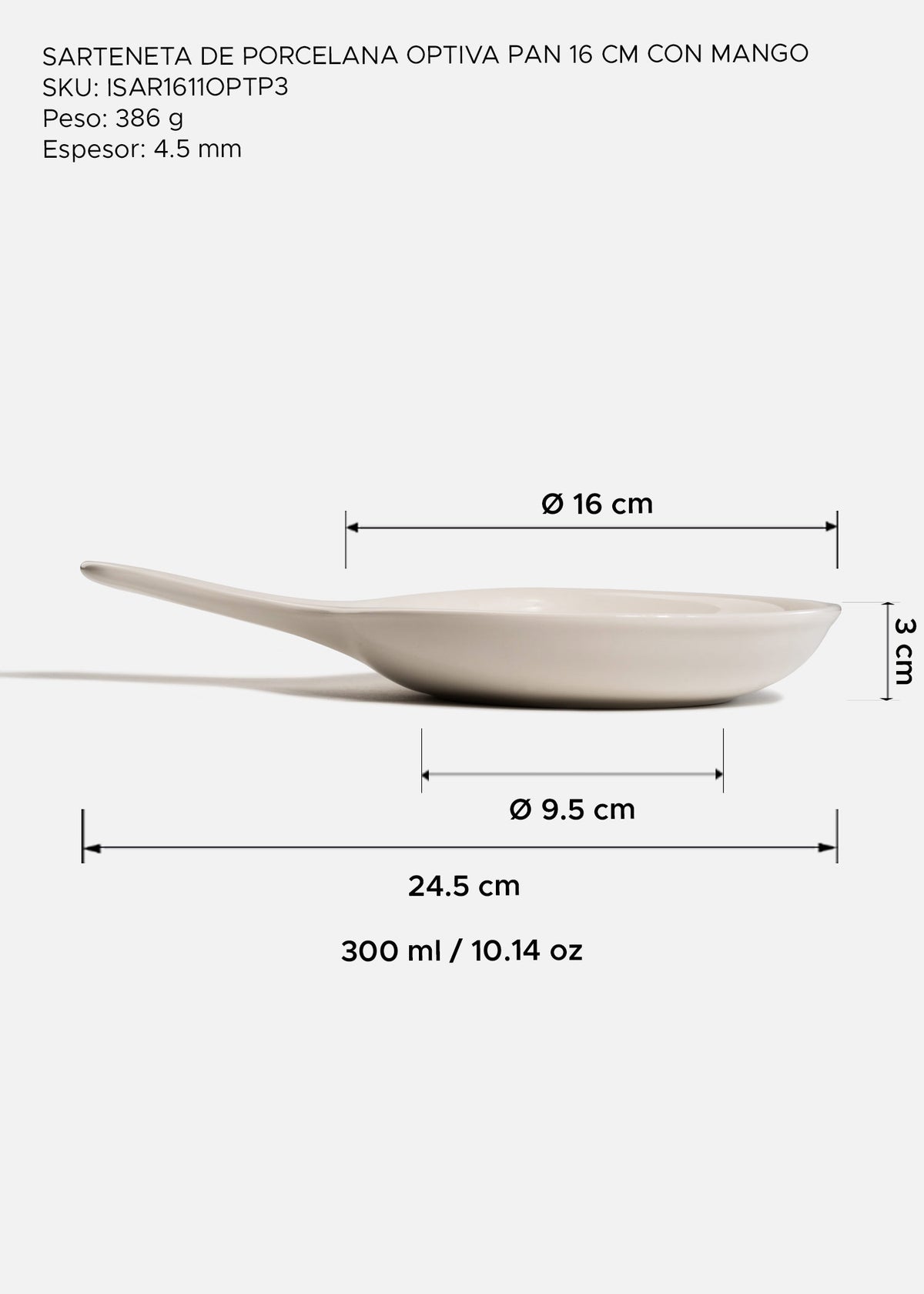 Sarteneta de porcelana Optiva Pan de 16 cm — fotografía de producto, vista 2