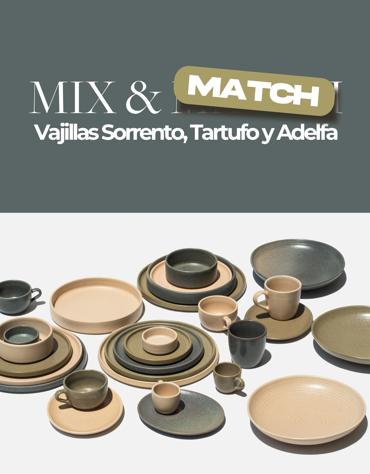 Platos trinche de porcelana gris Tartufo