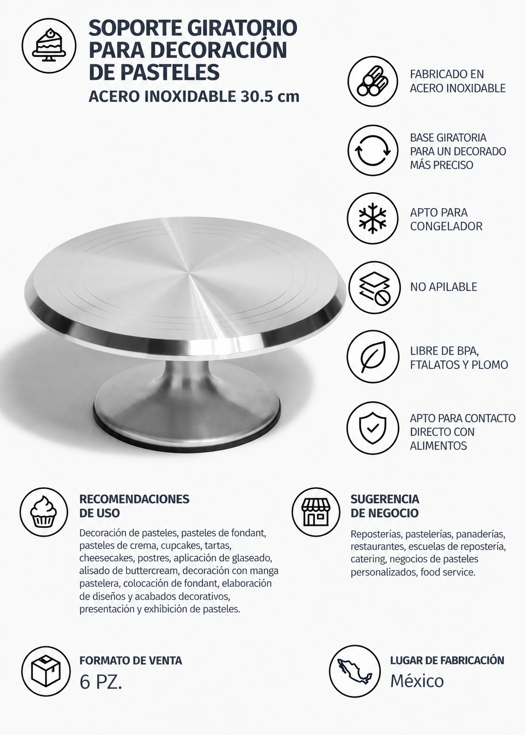 Plato giratorio para pasteles de repostería profesional