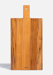 Tabla para servir carnes de madera café con mango Churrasco 50 x 25 cm, vista completa.