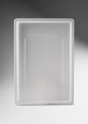 Tapa rectangular de polietileno translúcido para contenedor, vista completa.