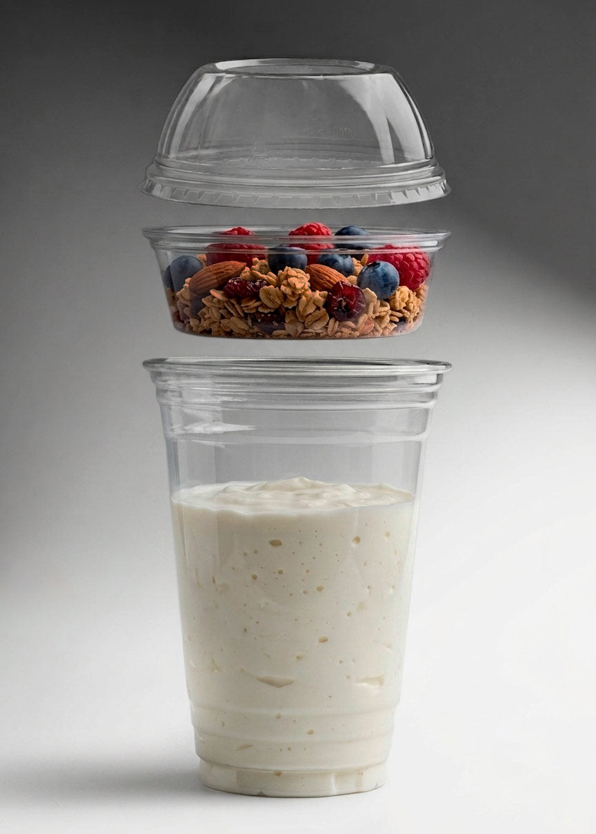 Tapa inserto de plástico pet transparente premium para vasos de 9, 12, 16 y 20 oz