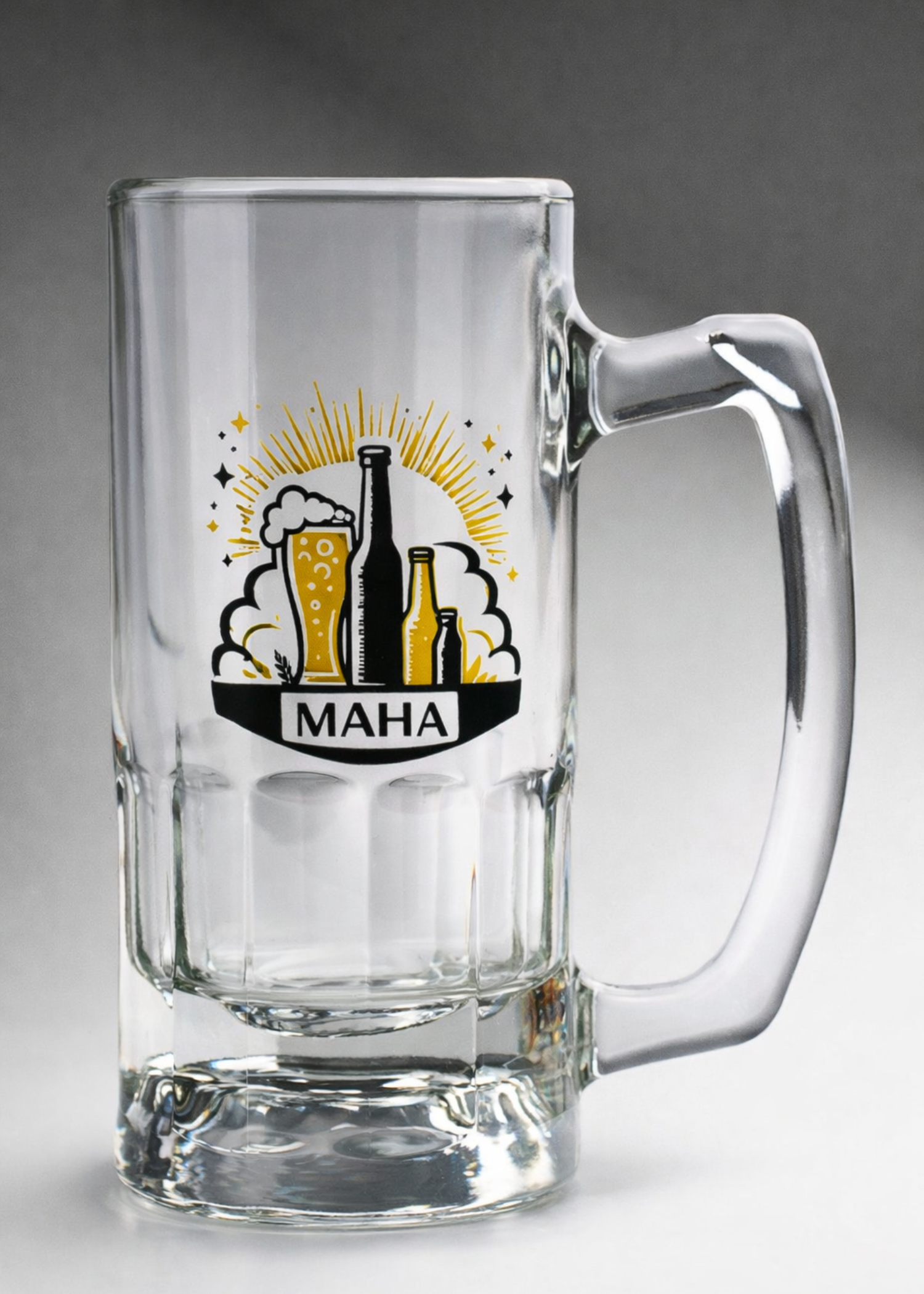 Tarro cervecero de vidrio transparente personalizado 360 ml