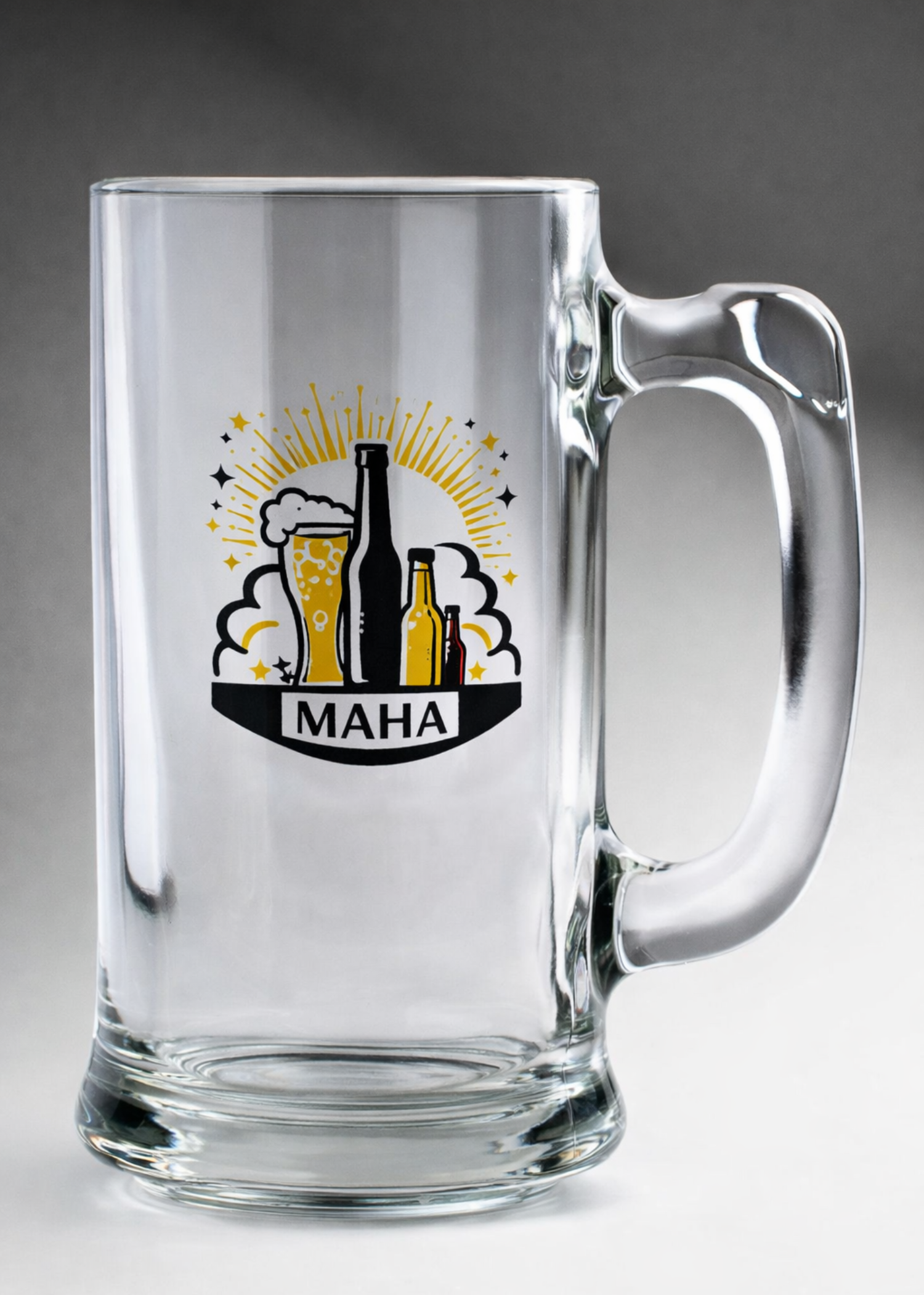 Tarro cervecero de vidrio transparente personalizado Munich 420 ml