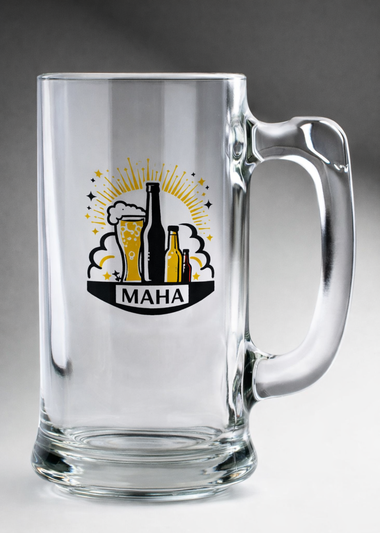 Tarro cervecero de vidrio transparente personalizado Munich 420 ml