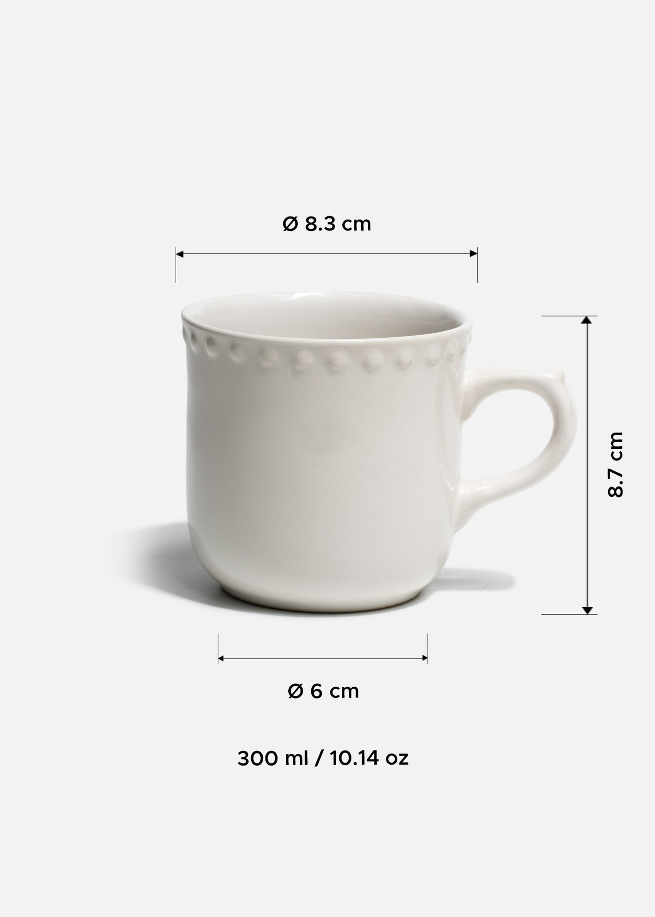 Taza Monet de porcelana blanca con asa