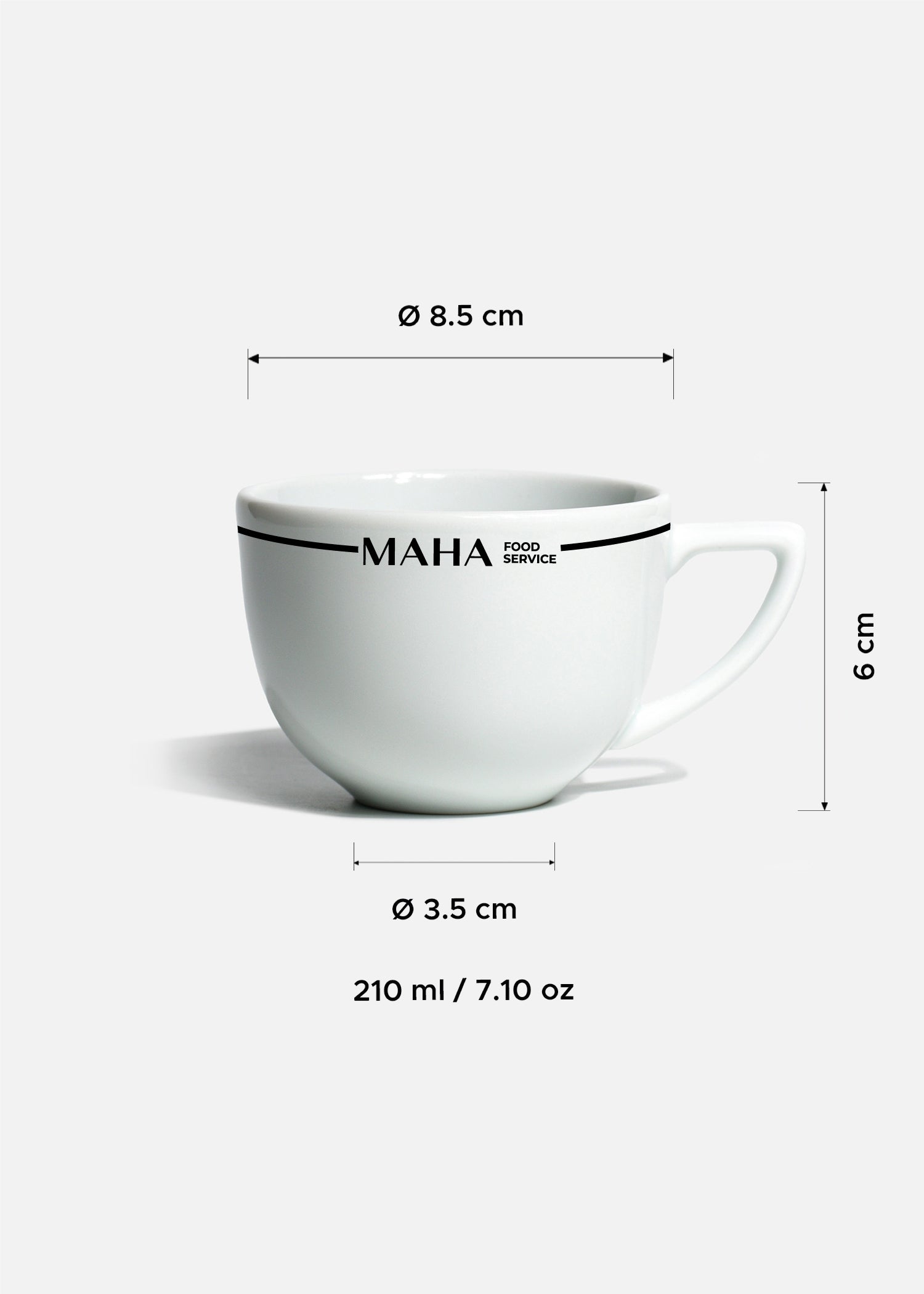 Taza para café de porcelana blanca personalizada logo doble Elegance 210 ml