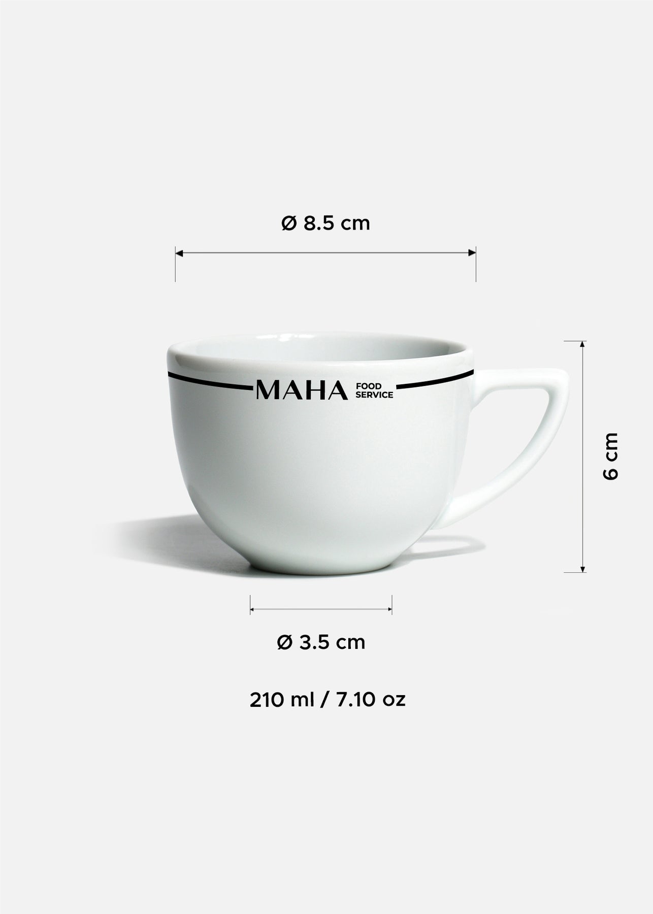 Taza para café de porcelana blanca personalizada logo doble Elegance 210 ml