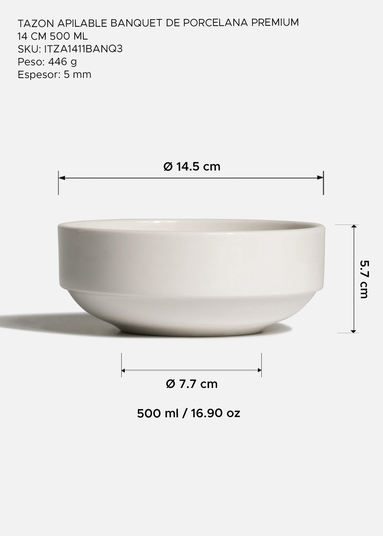 Tazón Banquet de porcelana premium Ø 14.5 cm