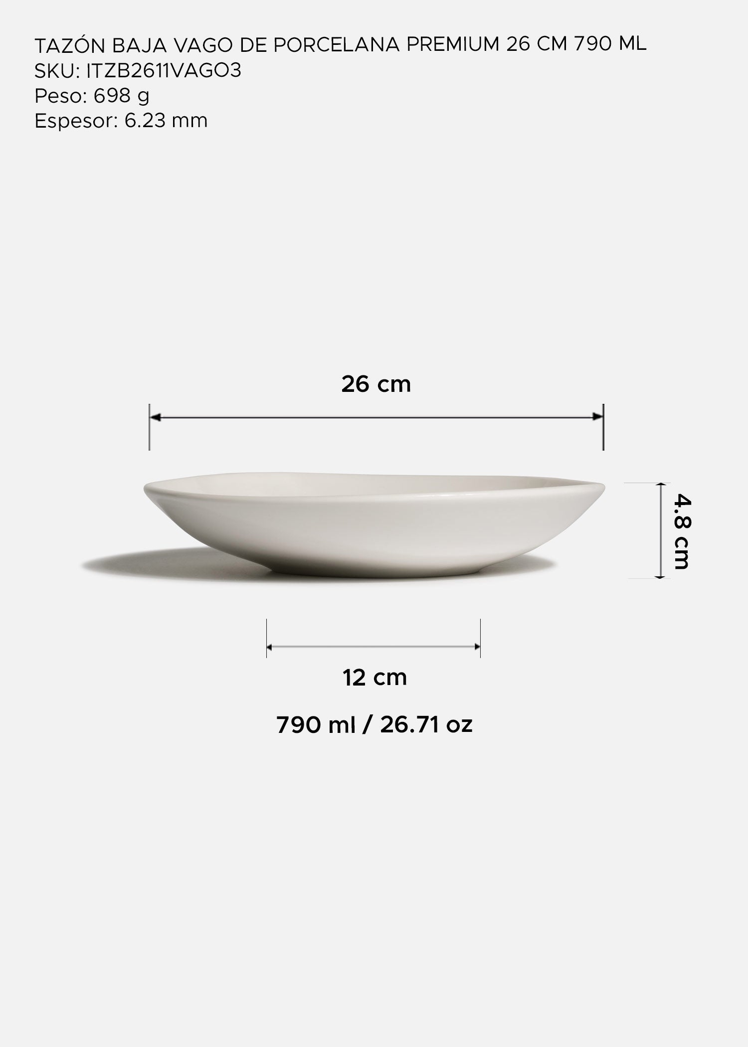 Tazón Vago de porcelana premium para restaurante