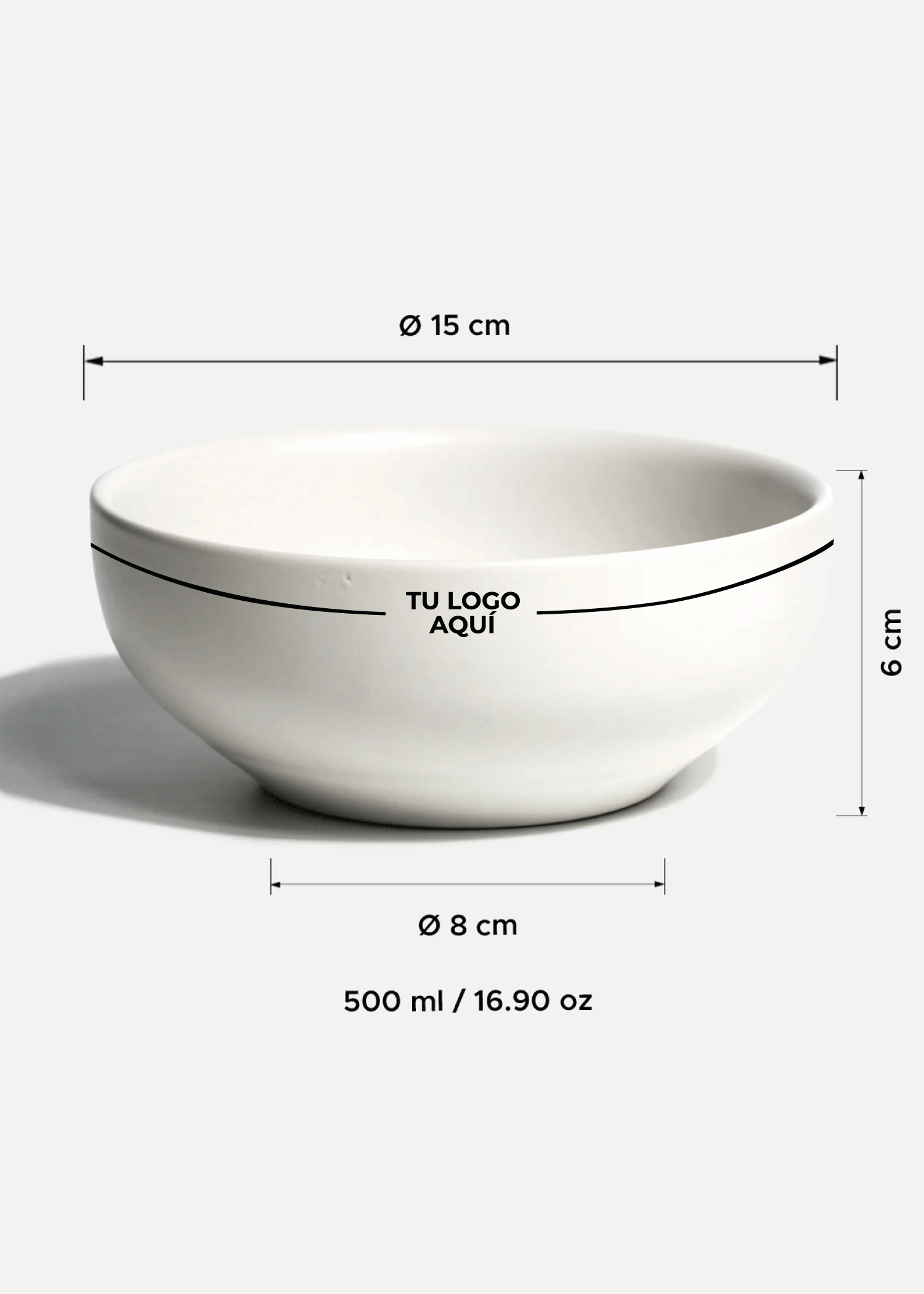 Tazón para cereal de cerámica blanco personalizado logo doble Baltimore 500 ml