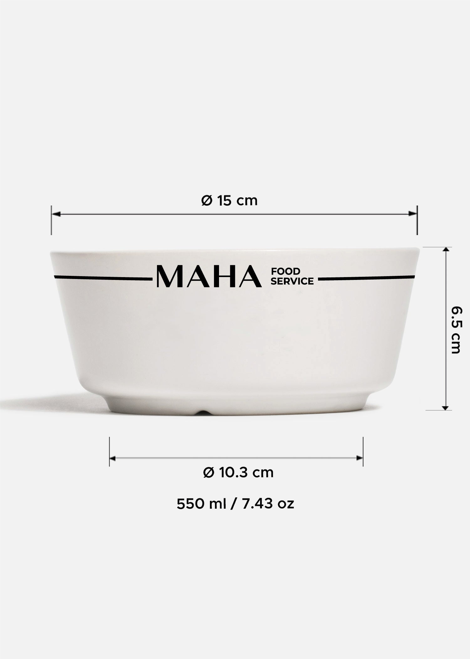 Tazón cónico de cerámica blanco personalizado logo doble Baltimore 550 ml