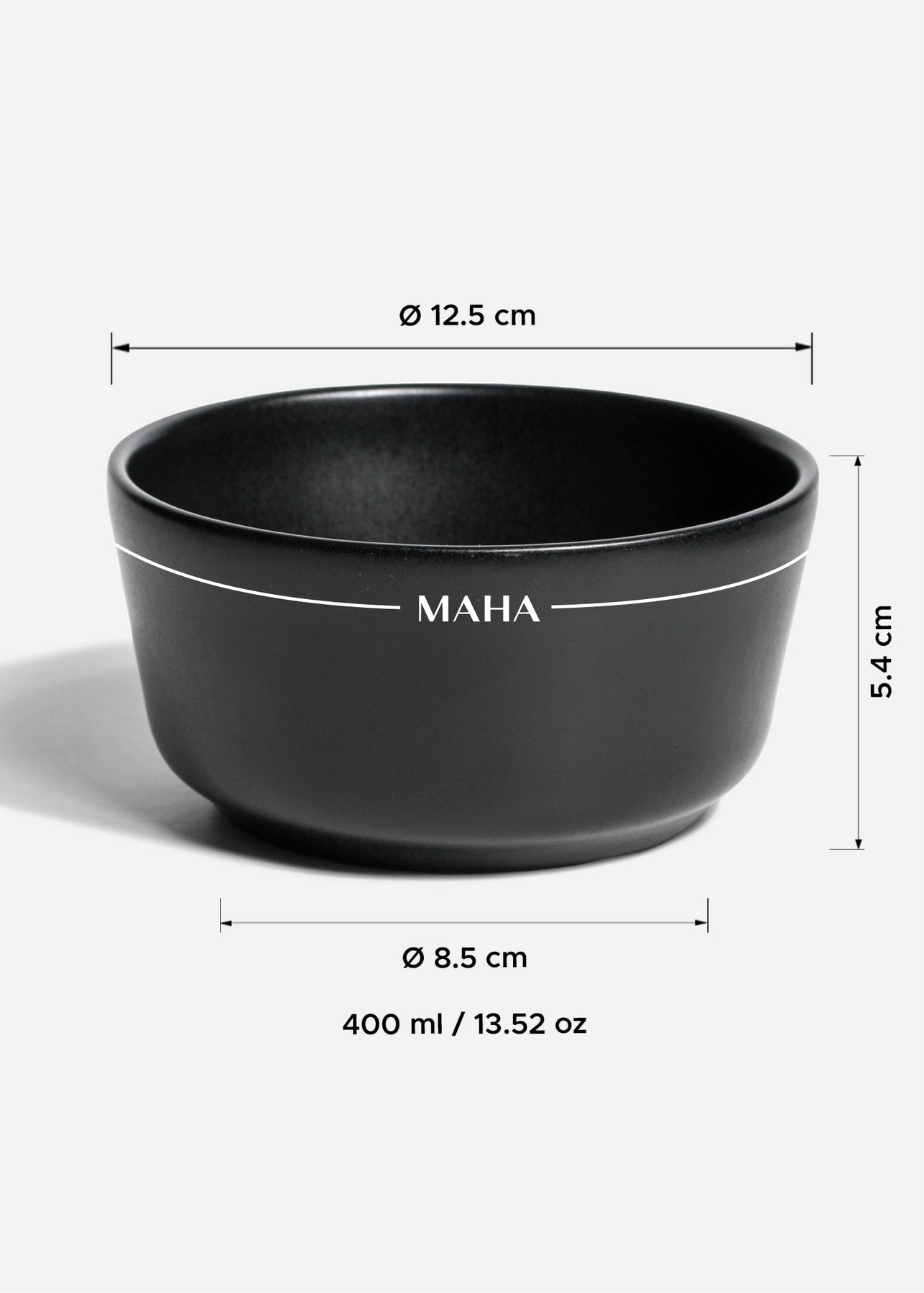 Tazón cónico de cerámica negro mate personalizado logo doble Bruce 400 ml