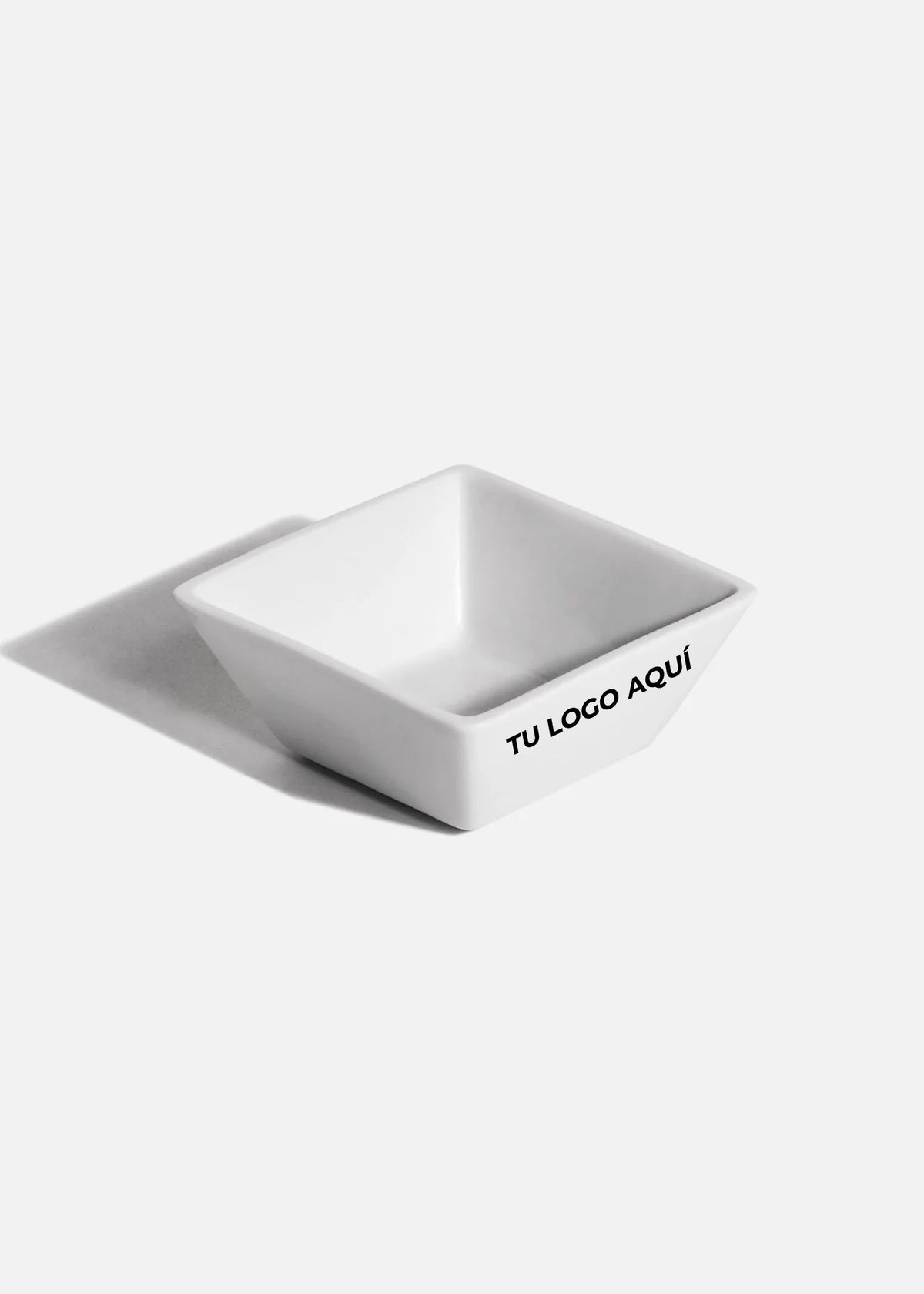 Tazón cuadrado de porcelana blanco personalizado logo simple Messina 100 ml