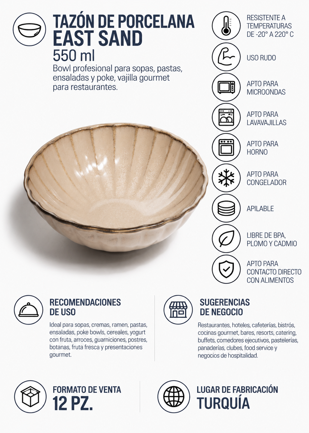 Tazón de 550 ml para sopas y ramen