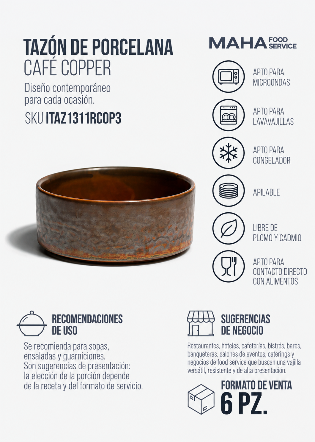 Tazón de porcelana café Copper Ø 13 cm, 500 ml