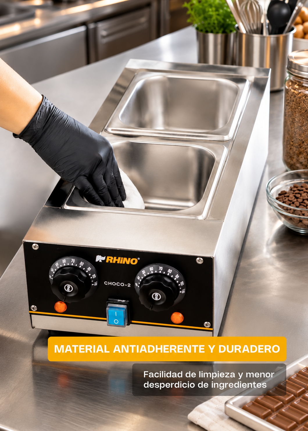 Templadora doble para derretido de acero inoxidable plata 1.5 L c/u