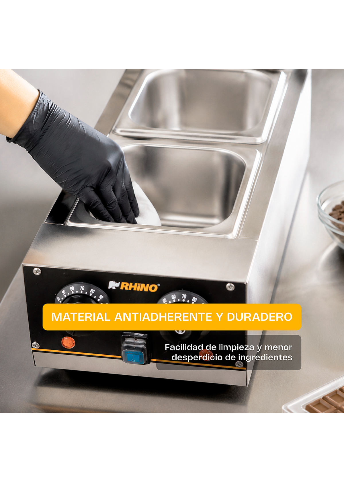 Templadora doble para derretido de acero inoxidable plata 1.5 L c/u