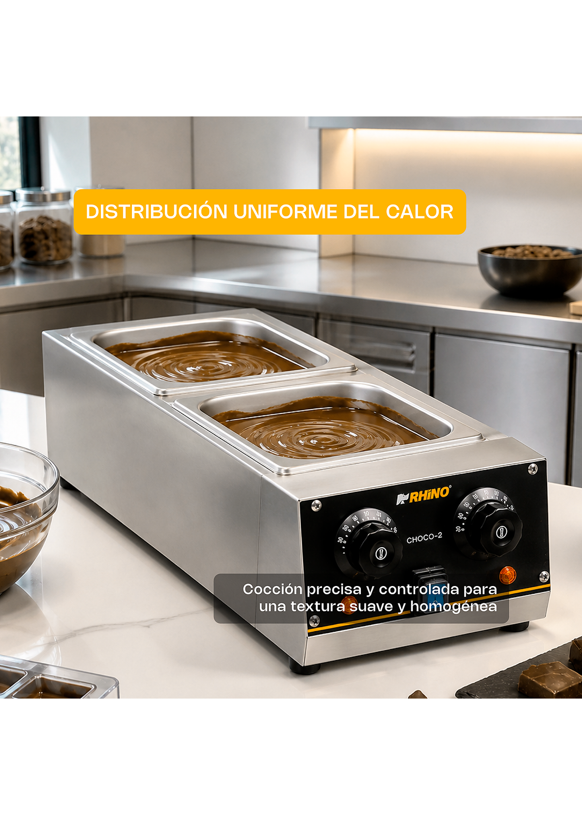 Templadora doble para derretido de acero inoxidable plata 1.5 L c/u