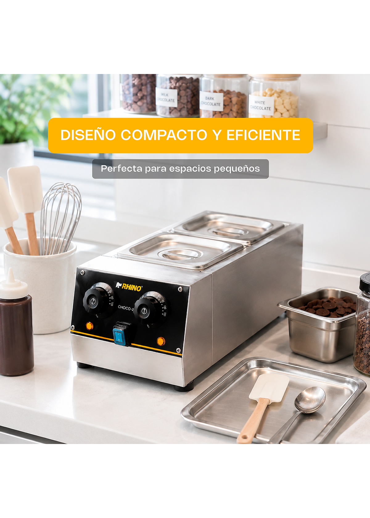Templadora doble para derretido de acero inoxidable plata 1.5 L c/u