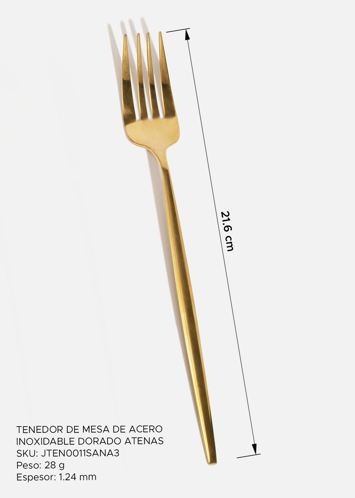 Tenedor premium de mesa de acero inoxidable dorado para restaurantes, hoteles y montajes elegantes Aura Santorini 21.6 cm — imagen de producto