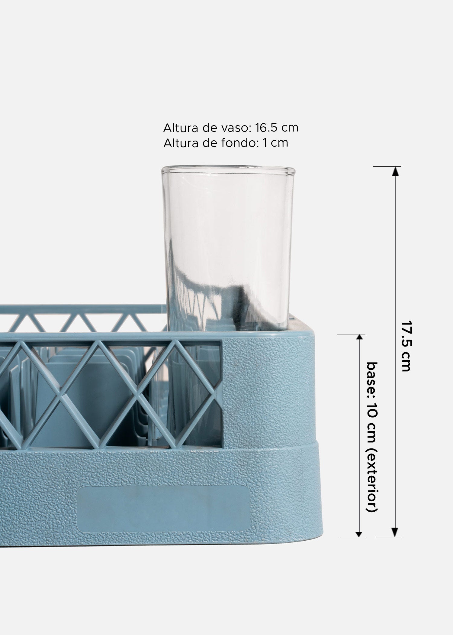 Transportadora de plástico reforzado gris para 49 vasos higball 49x49x10 cm