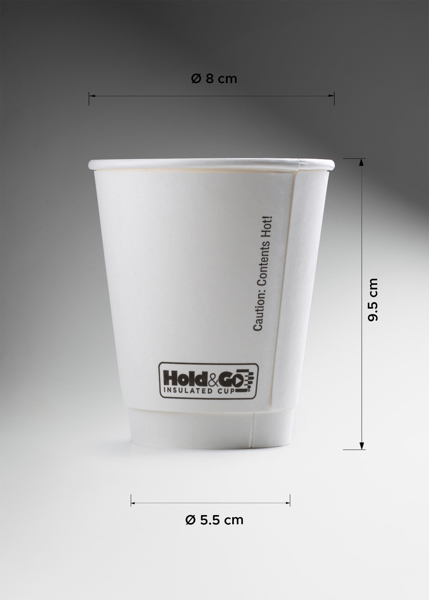 Vaso de papel blanco para bebida caliente doble pared Hold & Go 8 oz / 236 ml. Premium