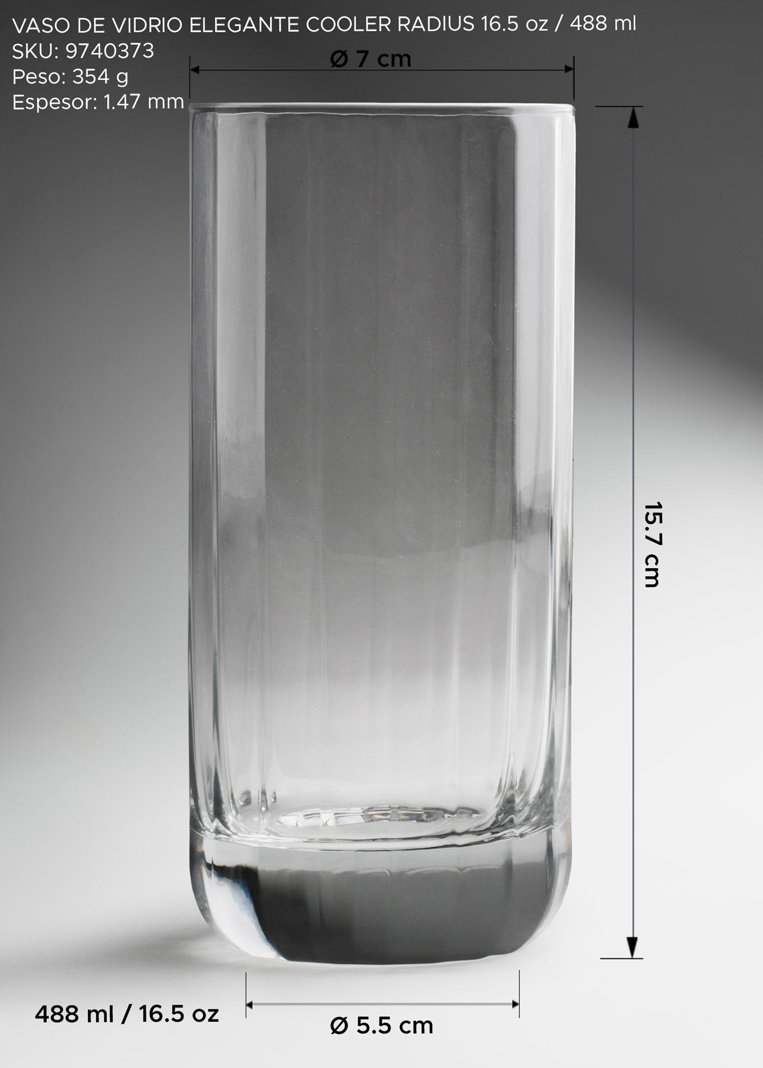 Vaso Cooler Radius transparente para refrescos y cocteles