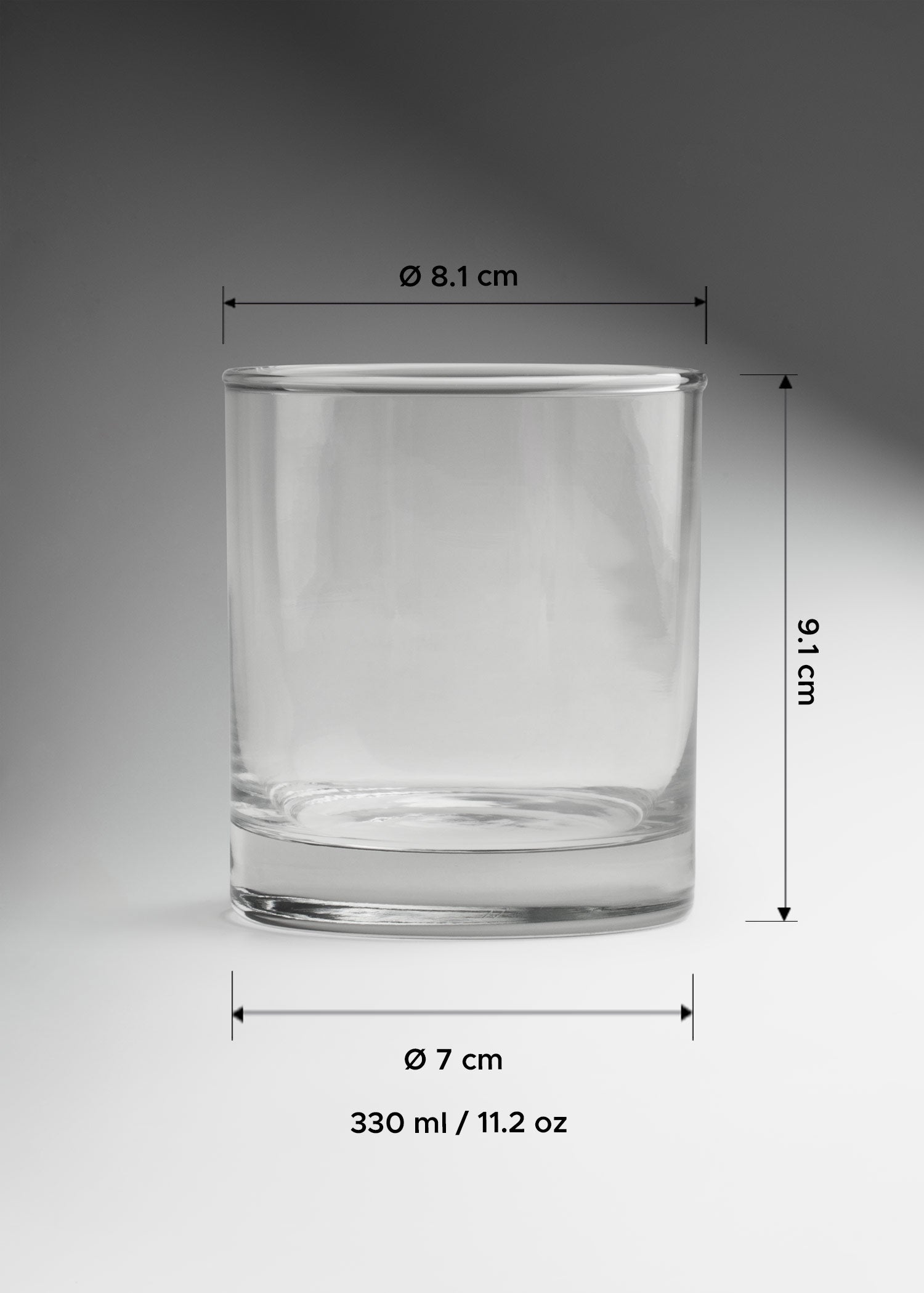 Vaso old fashion de vidrio transparente con fondo grueso Dof 328 ml